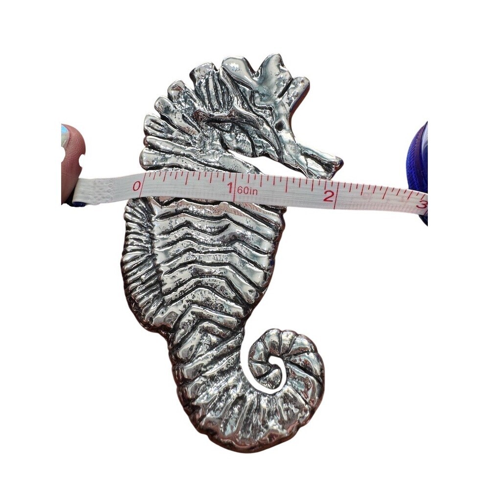 .999 Sterling Silver Large Seahorse Nautical Sea Life Statement Charm Pendant - Picture 4 of 6